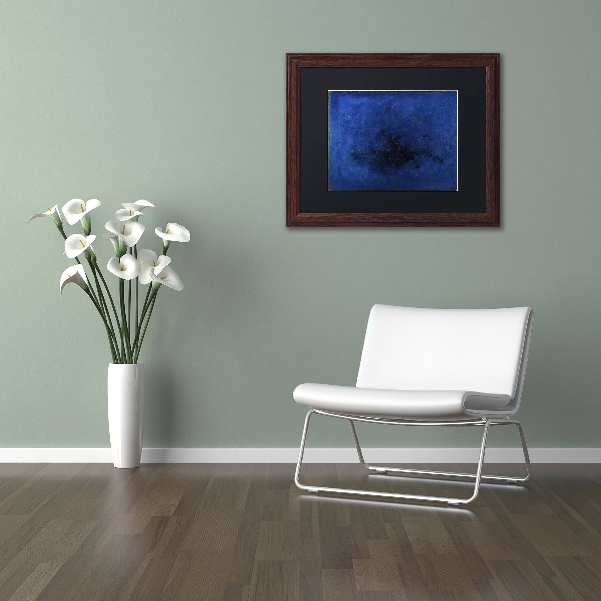 Trademark Fine Art "Deep Blue" Canvas Art by Joarez, Black Matte, Wood Frame