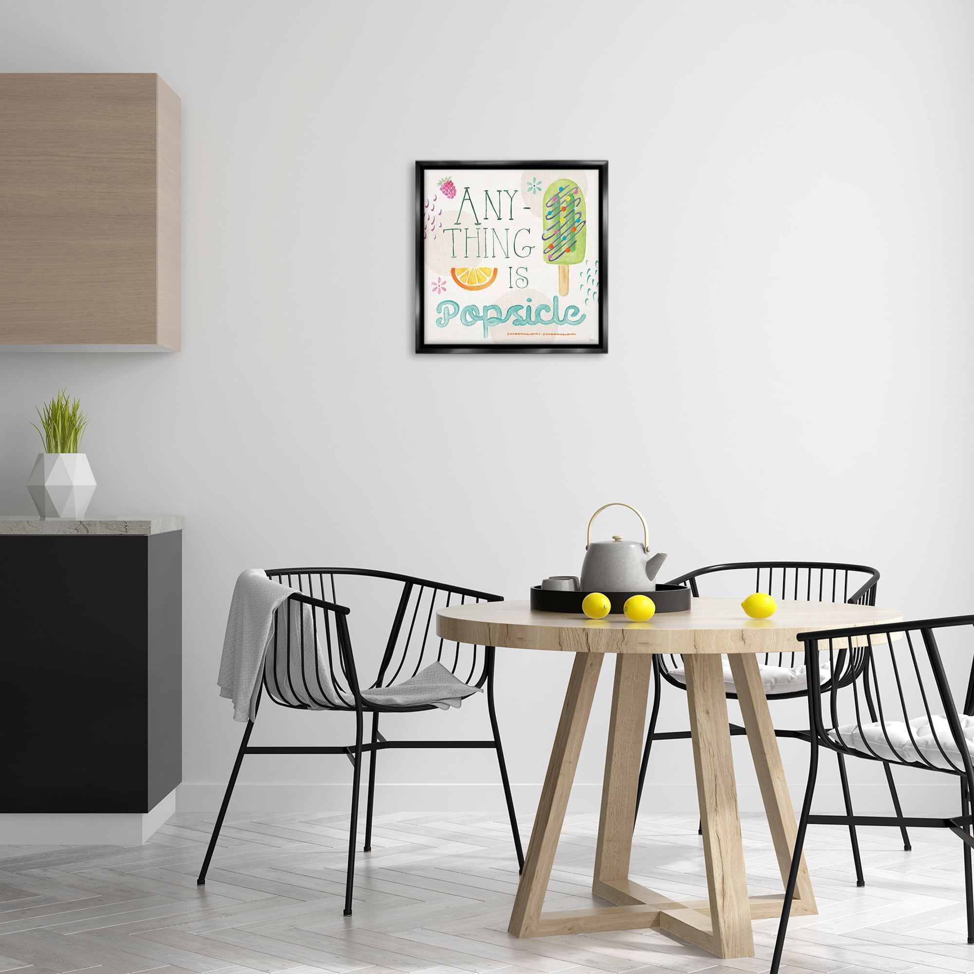 Stupell Industries Anything Is Popsicle Food & Beverage Painting Black Floater Framed Canvas Art Print Wall Art, 18 x 18