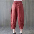 thumbnail image 4 of REALiKUN Womens Summer Linen Harem Capri Pants Lounge Cotton Gauzy Capris Elastic High Waisted Crop Trousers with Pockets, 4 of 5