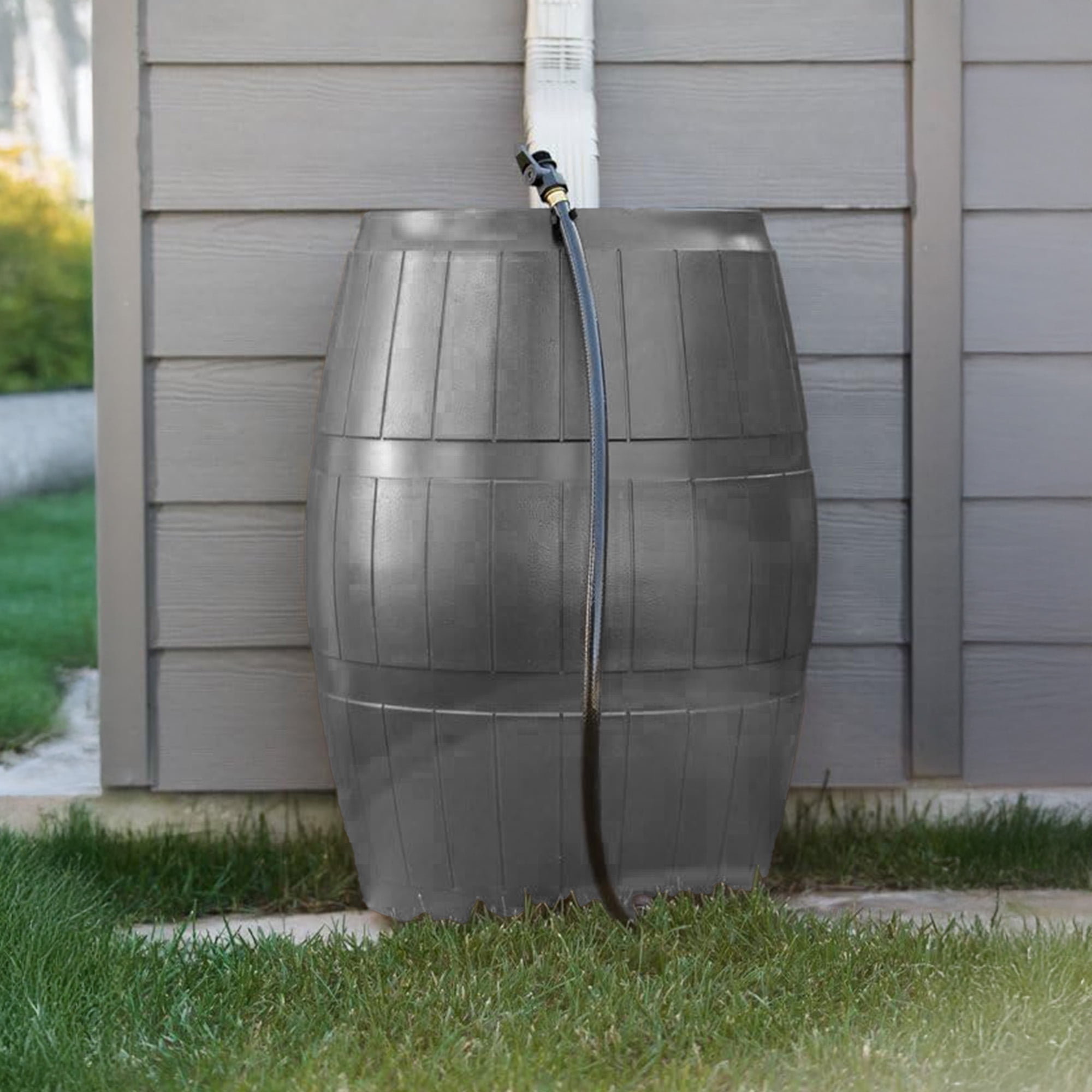 FCMP Outdoor RC4000 Raincatcher 50 Gallon Rain Catcher Barrel, Grey