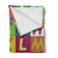 thumbnail image 2 of Alphabet Soft Flannel Fleece Throw Blanket, Illustration of Funky Children's Educational Design with ABC and Fruit Squares, Cozy Plush for Indoor and Outdoor Use, 60" x 80", Multicolor, by Ambesonne, 2 of 5