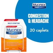 Mucinex Fast-Max Maximum Strength Congestion & Headache, Multi-Symptom Relief, Pain Reliever, Fever Reducer, Expectorant, Nasal Decongestant, 20 Caplets