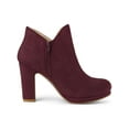 thumbnail image 3 of BLISSFUL STEP Women's Round Toe Block Heels Ankle Heel Boots Burgundy 10, 3 of 7