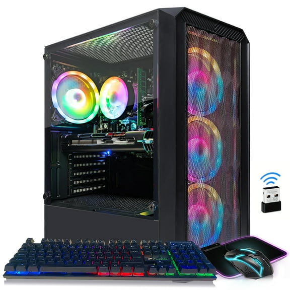 STGAubron Gaming Desktop PC, Intel Xeon E5, 16G DDR4, 512G SSD, RX 550 4G, RGB FAN*4, WIFI, BT 5.0, W11H64