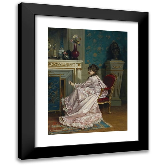 Auguste Toulmouche 11x14 Black Modern Framed Museum Art Print Titled - By the Fire (1878)