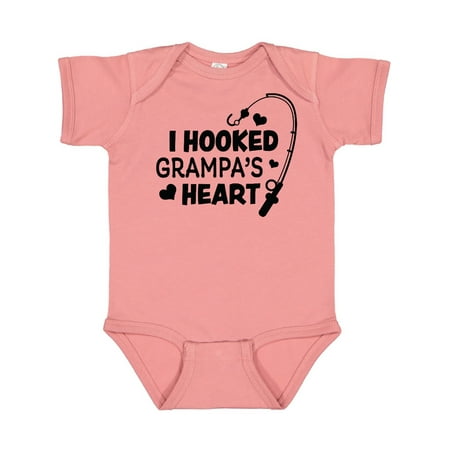 

Inktastic I Hooked Grampa s Heart with Fishing Rod Gift Baby Boy or Baby Girl Bodysuit