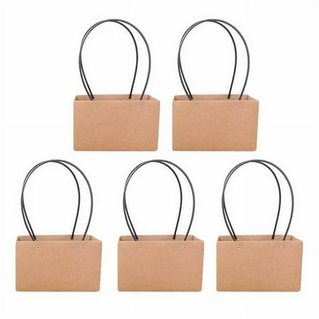Panda Superstore Rectangle Kraft Paper Flower Wrapping Bag DIY Florist Bouquet Packaging Gift Box - 5 Piece