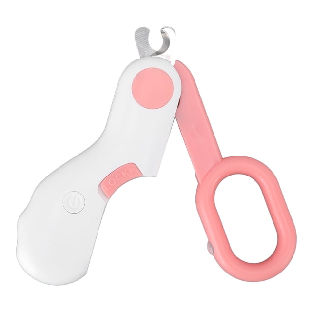 Cortaúñas profesional para gatos, recortador de garras para mascotas con luz LED para gatos, gatitos, cachorros, conejos, hámsteres, color rosa