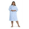 Women's Miss Elaine Essentials Sculptured Fleece Zipper Robe Blue Plus Size 3X