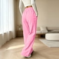 thumbnail image 5 of Nestiefly Womens Wide Leg Sweatpants Baggy Casual Fall Winter Sweat Pants High Waisted Travel Track Pants with Pockets Light pink S, 5 of 8