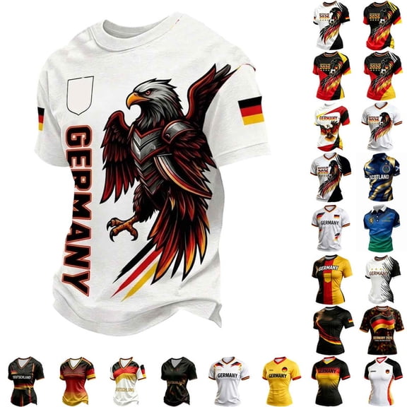 2026 Soccer Game Shirts for Women National Soccer Fan Shirts with Eagle Germany Flag V Neck Short Sleeve Top Game Day Outfit XS-5XL