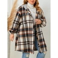 thumbnail image 6 of Cuteduck Women Plus Size Plaid Hooded Button Up Shirt Fall Shacket Long Sleeve Lightweight Fashion Coat 1X-4X, 6 of 7