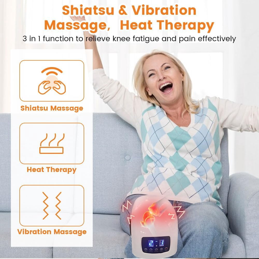 Wearable Knee Wrap with Controllable Heat, Vibration, and Dual-Wavelength LEDs, Cordless Rechargeable Device with Adjustable Straps for Home Use