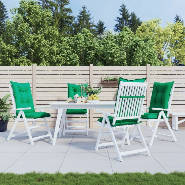vidaXL Coussins de Chaise de Jardin Dossier Haut 4 Pcs Vert 120x50x7 cm Tissu