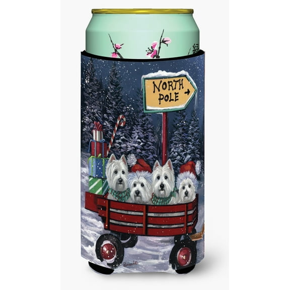 Carolines Treasures PPP3227TBC 22-24 oz Westie Christmas Red Wagon Tall Boy Hugger
