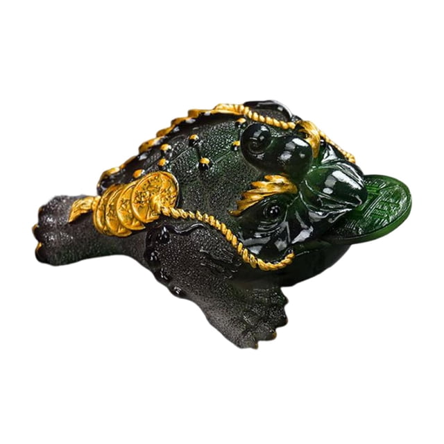 Figura de sapo que cambia de color, adornos para mascotas, manualidades de resina de la fortuna de tres patas Color Verde L