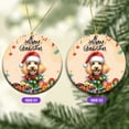 thumbnail image 2 of Merry Christmas Santa Poodle Scarf Twinkling Lights Xmas Holiday Ceramic Round Ornament Poodles Dog Lover Gifts Idea Home Tree Decor - 00022, 2 of 5