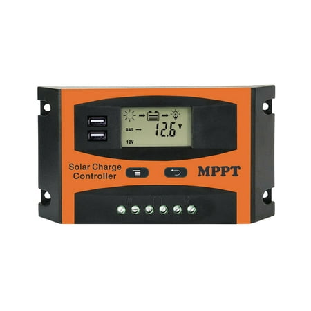 

30A MPPT Solar Charge Controller 12V 24V Auto LCD Dual USB Solar Cell Panel Battery PV Regulator Built-in Timer