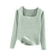 thumbnail image 3 of Camisetas para mujer,Blusa de manga larga para mujer, cuello redondo, botones delanteros, camisa informal de color liso, tela de rayón suave, ideal para uso diario y en casa, sopatenor, 3 of 9