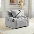 thumbnail image 5 of Lunale 4-in-1 Convertible Sleeper Chair Bed with Charge Ports & Phone Stand, Gray Velvet, 5 of 9