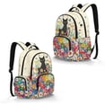 thumbnail image 2 of Kuiaobaty Cat Daisy Print School Bag for Girls Butterfly Print Bookbag Laptop Bag with Side Pockets 17 Inch Backpack Daypack for School, Beige, 2 of 7