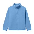 thumbnail image 4 of Women's High Neck Fleece Jacket, Lightweight Winter Coat, Soft Long Sleeve Zip Up, 4 Pocket Casual Outerwear, Solid Color Fleece Jacket Light Blue XXXL, 4 of 5