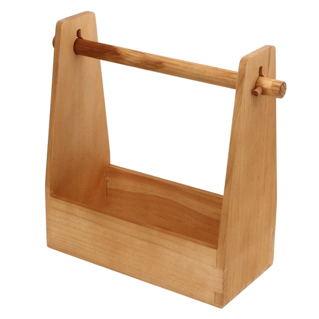 Cesta De Madera Para Condimentos De Picnic, Cesta De Madera Para Acampar, Estructura Resistente, Portátil, De Gran Capacidad, Con Asa Para Barbacoa ANGGREK Outdoor Wood Storage Basket
