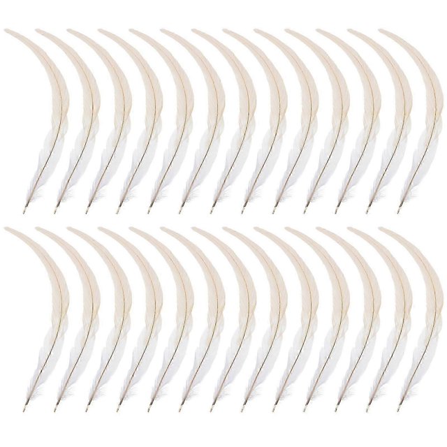 50 Pcs 33-40cm Natural Tail Rooster Feathers for DIY Craft Hat Decoration (White)
