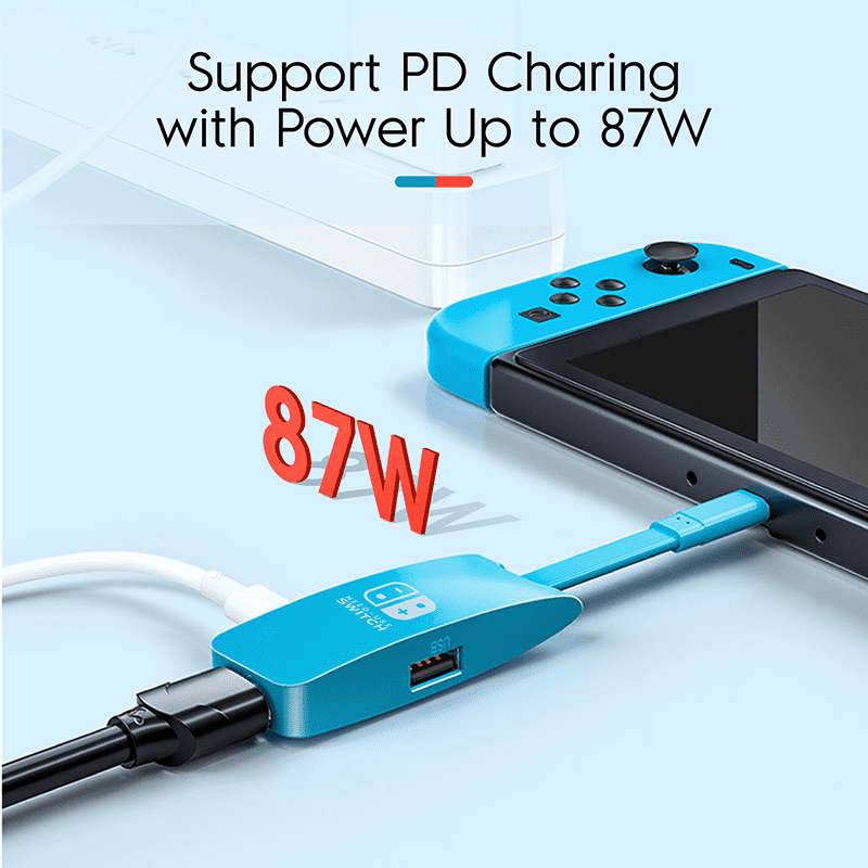 DOONJIEY  Type C to 4K HDTV Adapter Hub USB Splitter with 87W PD Power Charger USB Multiport Extender for Nintendo Switch