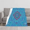 thumbnail image 2 of Durable Soft Flannel Blanket - Cozy Kaleidoscopic Design in Pink Green Purple & Blue for Sofa Travel Bed & Chair, 2 of 7