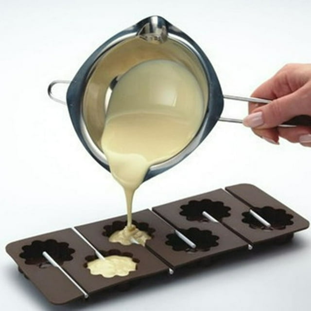 Bouilloire Double en Acier Inoxydable Pot de Fusion avec Poignée Résistante à la Chaleur pour Faire Fondre Chocolat Fromage Beurre Bonbons et Bougies 300ml