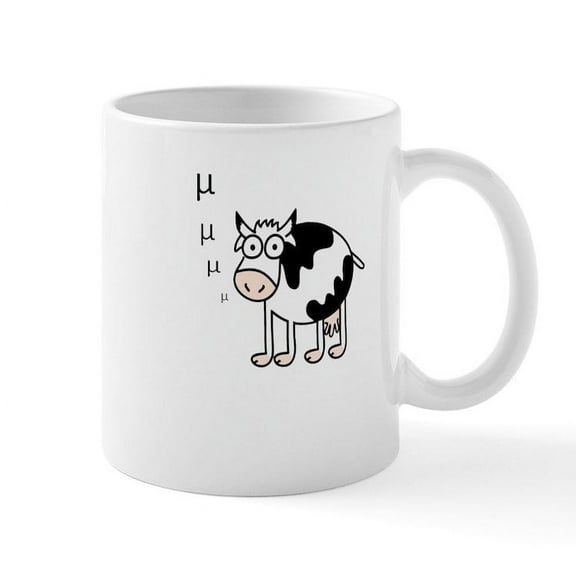 CafePress - Cow Goes Moo Greek Mu Funny Math Teacher Mugs - 11 oz Ceramic Mug - Novelty Coffee Tea Cup