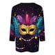 thumbnail image 4 of RKSTN Mardi Gras 3/4 Sleeve T Shirts for Women Top Oversized Crewneck Carnival Mask Print 3/4 Length Sleeve Shirt Womens Casual Round Neck Mask Tuesday Carnival Party Three Quarter Sleeve Tee Shirt, 4 of 5