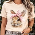 thumbnail image 2 of Easter Bunny Coquette Pink Bow T-Shirt, Cute Watercolor Spring Tee, 2 of 8