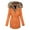 Orange, variant on KIHOUT Women's Long Sleeve Warm Jacket Winter Warm Collar Female Zipper Slim Cotton Hooded Coat