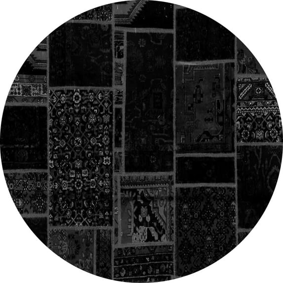 Ahgly Company Indoor Round Patchwork Gray Transitional Area Rugs, 5' Round