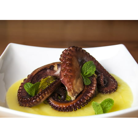 Canvas Print Chef Octopus Gourmet Potatoes Food Mint Stretched Canvas 10 x (Chefs Best Gourmet Foods)