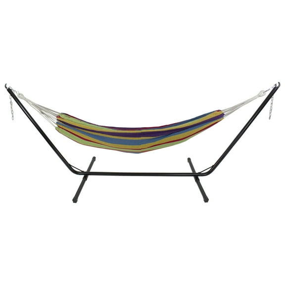 Northlight Striped Woven Two Person Brazilian Cotton Double Hammock - 72" x 57" - Multi-Color