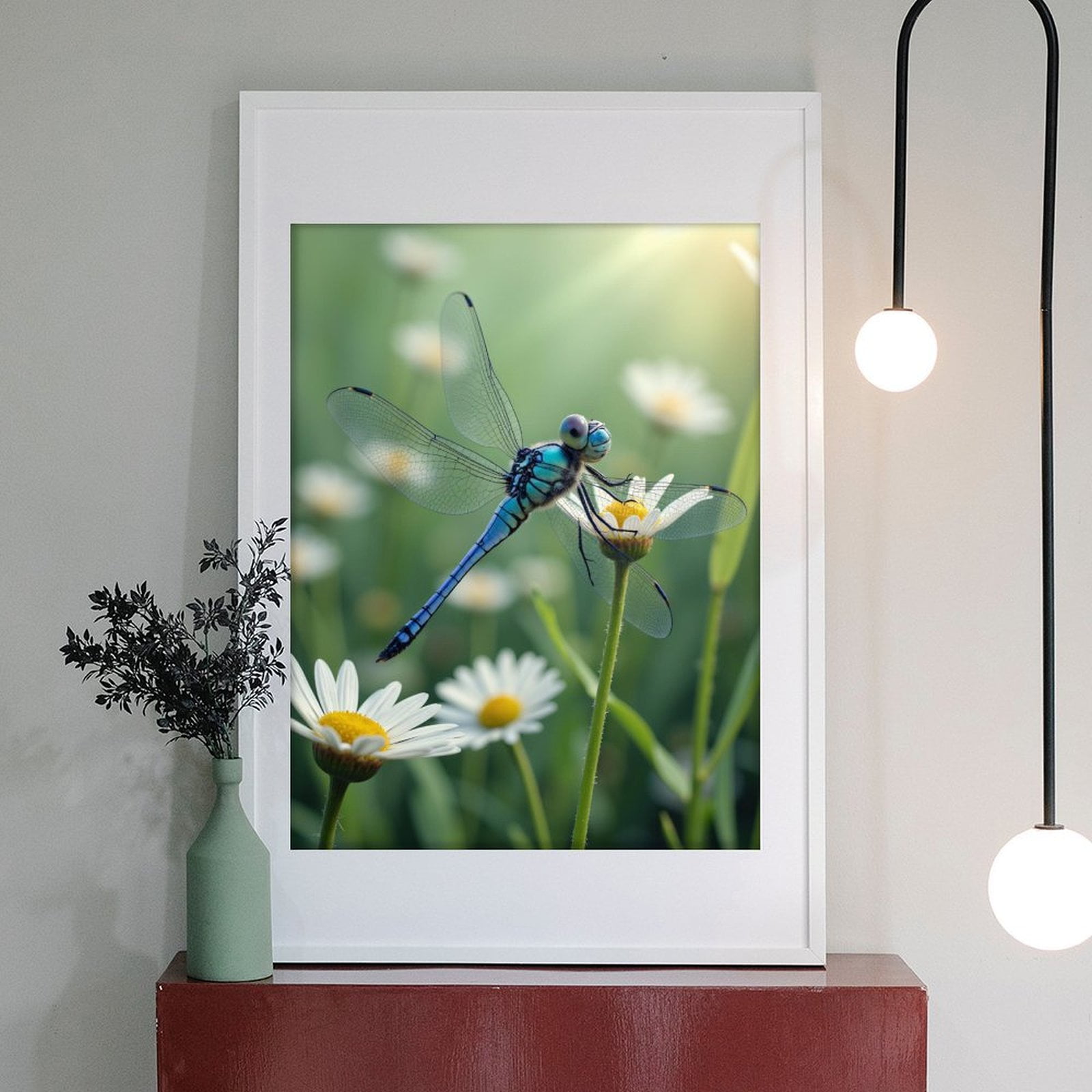 Diamond Art Kit for Adults, Blue Dragonfly On Daisy Bloom Diamond Painting for Adults Beginners, 5D DIY Diamond Art Painting Kits, Colorful Diamond Painting Craft for Home Decor 12x16