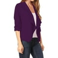 thumbnail image 2 of Women's Casual Office Wear Open Draped Front 3/4 Sleeves Basic Solid Blazer Jacket S-3XL, 2 of 3