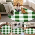 thumbnail image 5 of Green Plaid Round Area Rug 7 FT,Non Slip Living Room Area Carpet,Spring Summer Farmhouse Buffalo Checkered Washable Soft Circular Rug Non-Shedding Floor Carpet for Bedside Office Play Room Classroom, 5 of 9