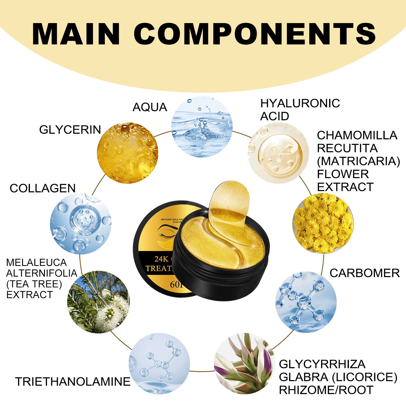 Alvantor Golden Under Eye Patches, 30 Pairs for Dark Circles, Puffiness, and Eye Bags