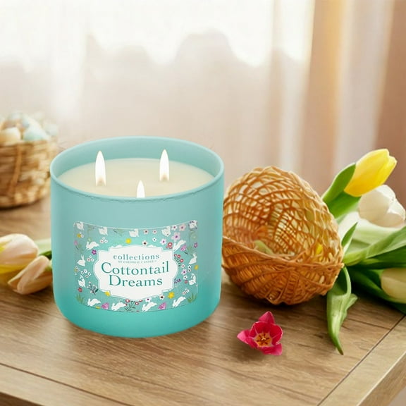 Colonial Candle Easter Cottontail Dreams Scented Jar Candle, 3 Wick, 14.5 oz, 60 Hours Burn, Fruity