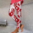 thumbnail image 2 of Halloween Leggings for Women Pumpkin Witch Ghost Horror Printed Tights Pants Halloween Outfit(Watermelon Red,L), 2 of 5