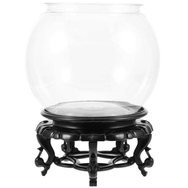 FONWILYO 1Set Portable Plastic Fish Tank for Home Decor Clear Round Fish Bowl with Base