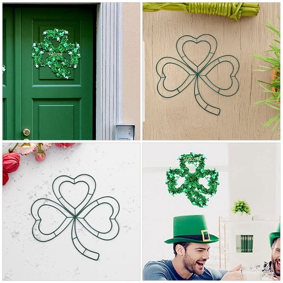 RENACLIPY Sturdy Iron Shamrock Wreath Frame for Home Decor and Irish Festival Use