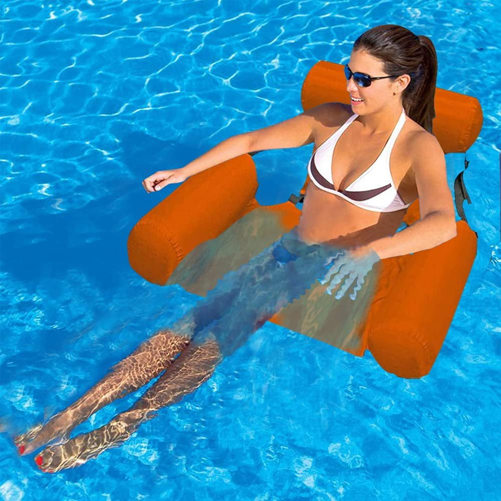 Orange VORCOOL Swimming Pool Water Hammock Lounge Hammock Portable Pool Float Beach Swimming Toys 