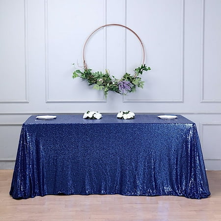 

BalsaCircle Navy Blue 90 x 156 Sequin Rectangular Tablecloth Dining Table Linens