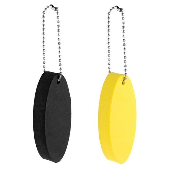 Pack of 2pcs Oval Shaped Foam Pocket Floating Key Beads Boat Key Chain Yellow Black