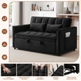 thumbnail image 3 of FFH 65" Futon Sofa Bed with Storage, 3-in-1 Chenille Sleeper Couch with Pull Out Bed, Adjustable Backrest, USB Ports, Table Board for Living Room, Dark Gray, 3 of 8